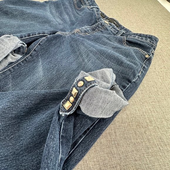 Nine West Jeans Capris 10/30 Rolled Up Studded Detail  Mid Rise Cotton Spandex - Picture 10 of 16